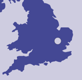 Cambridge dotted on a map of England.